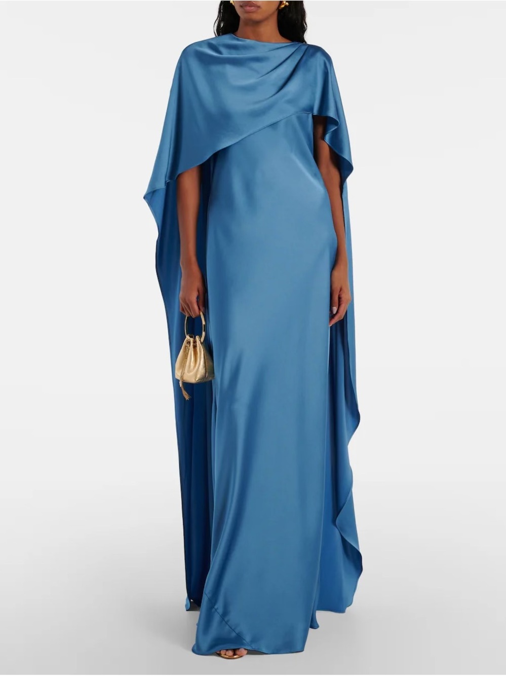 NWT SIMKHAI Izel Satin Cape Dress